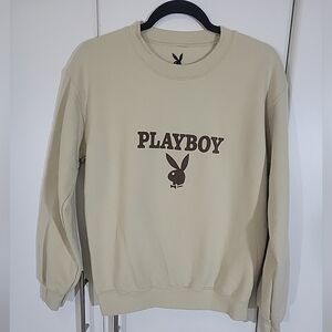 Playboy Bunny Graphic Beige Pullover Small Sweater